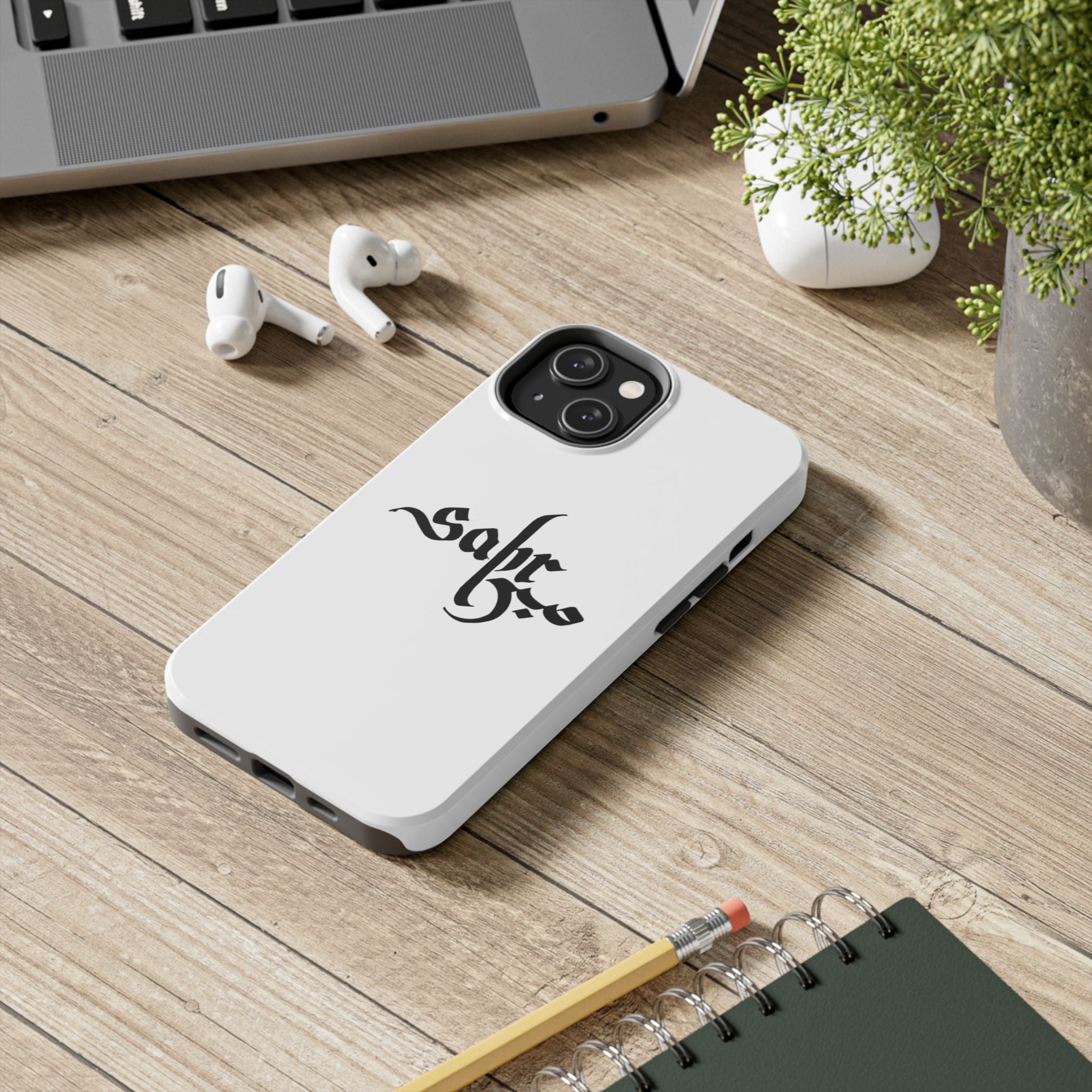 Tough Phone Case — Black Calligraphy 'Sabar' Minimalist Protective Cover