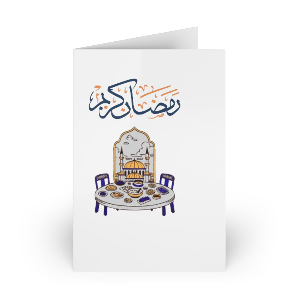 Ramadan Kareem Greeting Card — Muslim Prayer & Iftar Reminder Card (Single or 10-Pack)