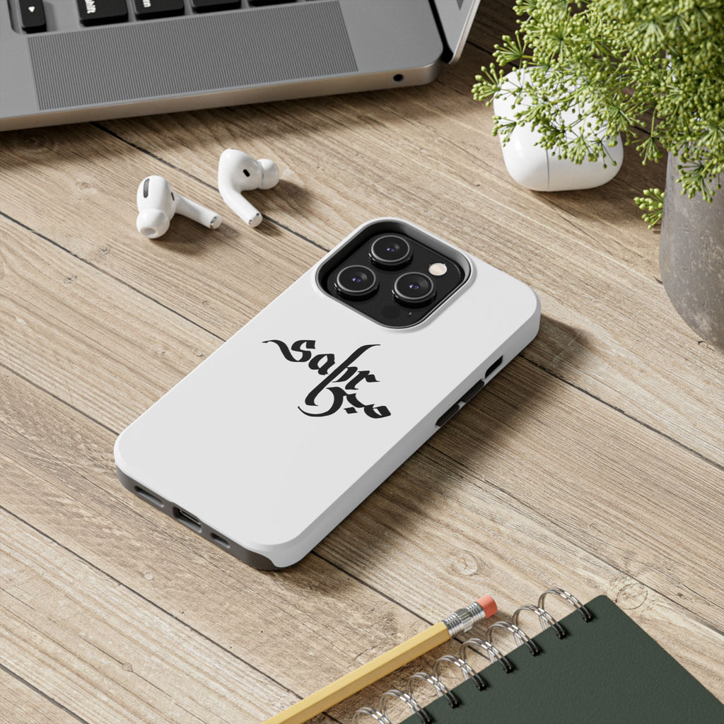 Tough Phone Case — Black Calligraphy 'Sabar' Minimalist Protective Cover